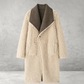 Vintage Leren Bontjas Dames - Lange Winterjas, Dubbelzijdig Chic