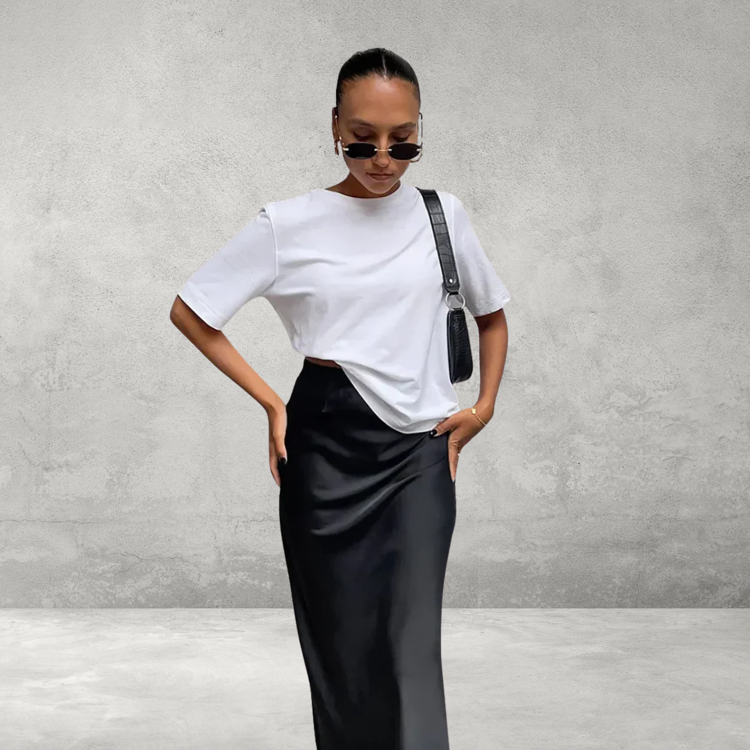 Elegante Satijn Trompetrok – Slanke Hoge Taille Rok voor Dames