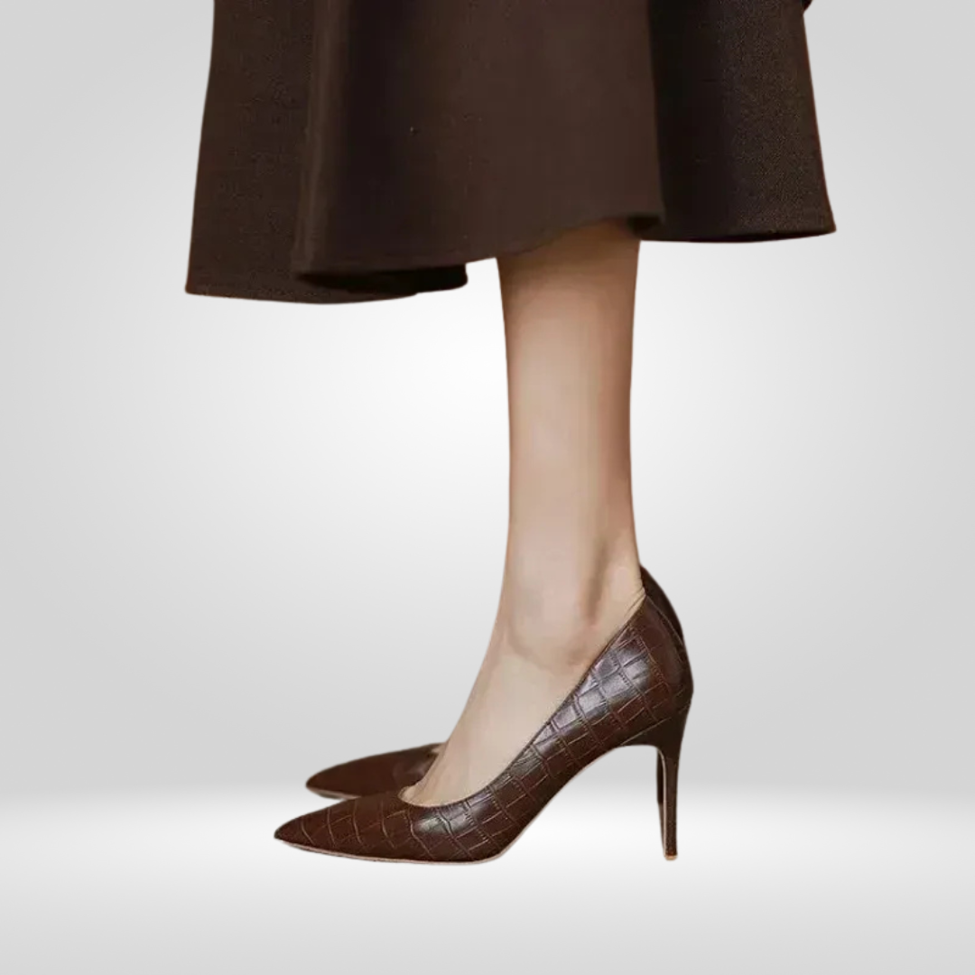 Dames Hoge Hakken - Bruine Comfortabele Stiletto Schoenen