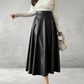 Dames Leren A-lijn Rok – Hoge Taille