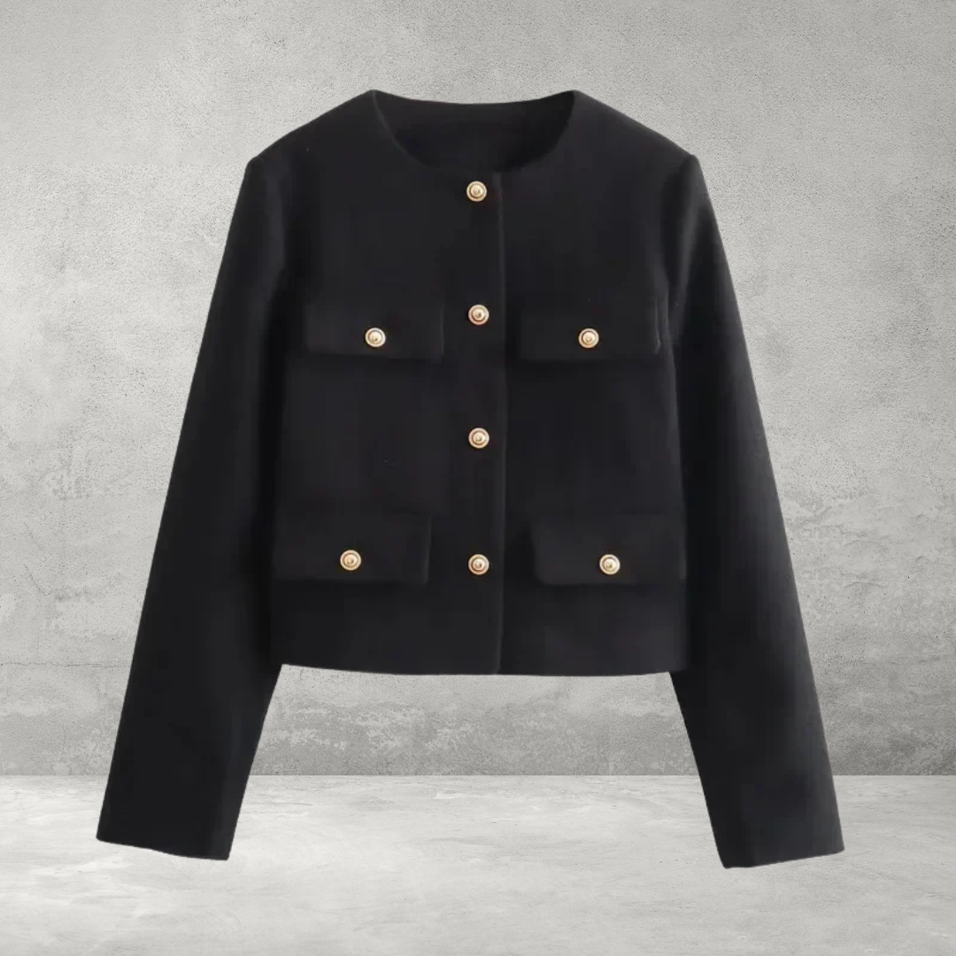 Dames Cropped Jas - Elegante Korte Jas met Knopen