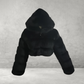 Luxe Cropped Hoodie | Pluche Kunstbont Jas met Rits voor Dames
