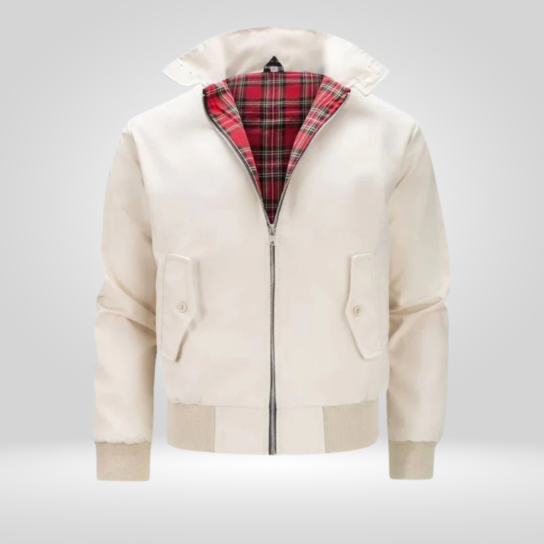 Retro Herenjas – Tijdloos Design met Tartan Voering en Ritssluiting