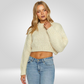 Dames Cropped Sweater – Cozy Gestreepte Trui met Oversized Mouwen