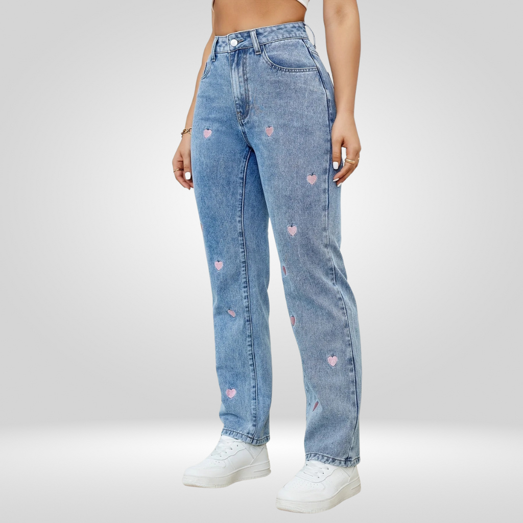 Geborduurde Hart Jeans voor Dames