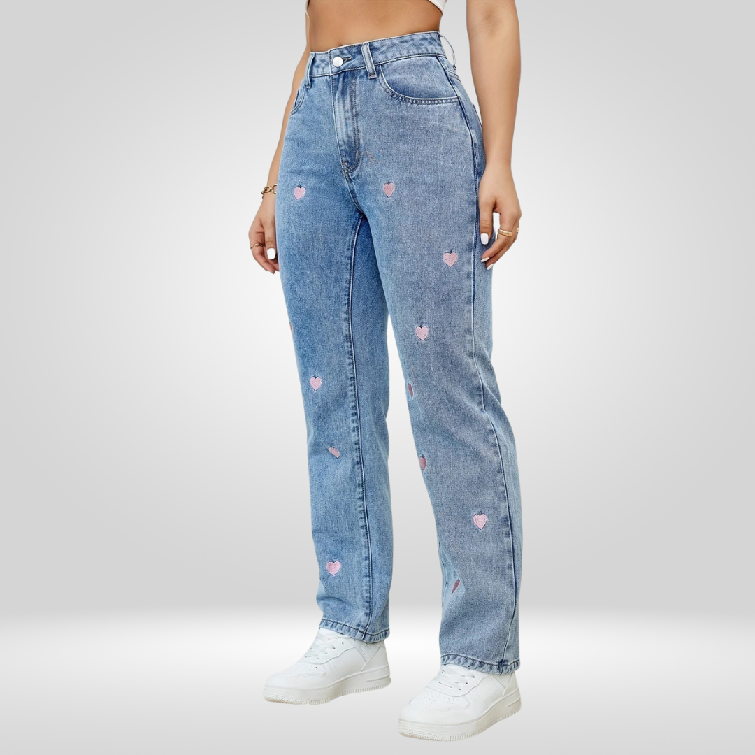 Geborduurde Hart Jeans voor Dames