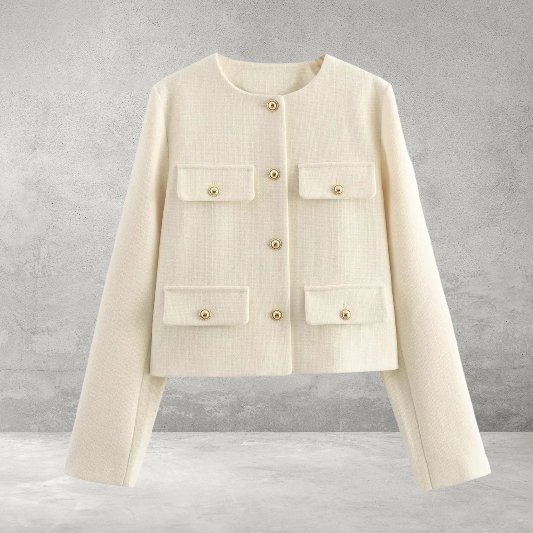 Dames Cropped Jas - Elegante Korte Jas met Knopen