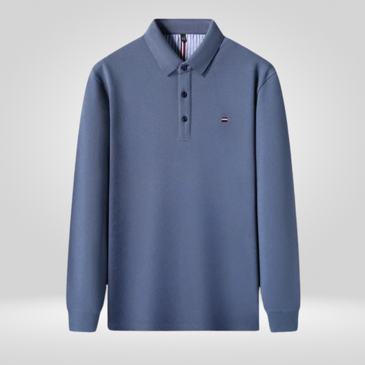 Heren Poloshirt - Lange Mouwen met Borduurwerk, Comfortabel en Ademend