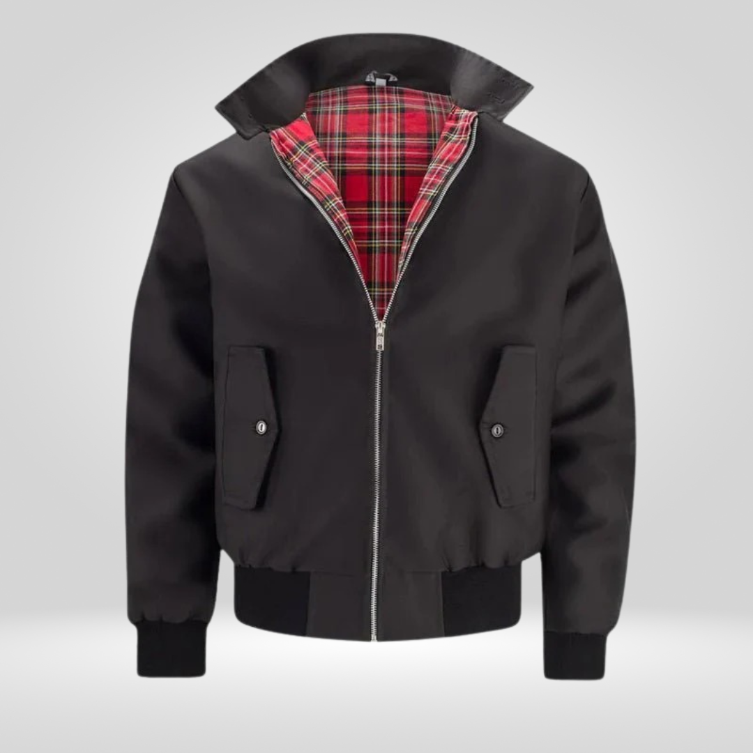 Retro Herenjas – Tijdloos Design met Tartan Voering en Ritssluiting