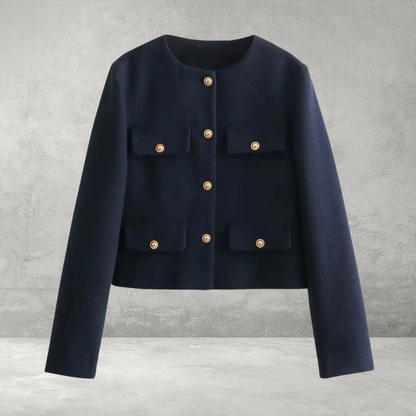 Dames Cropped Jas - Elegante Korte Jas met Knopen