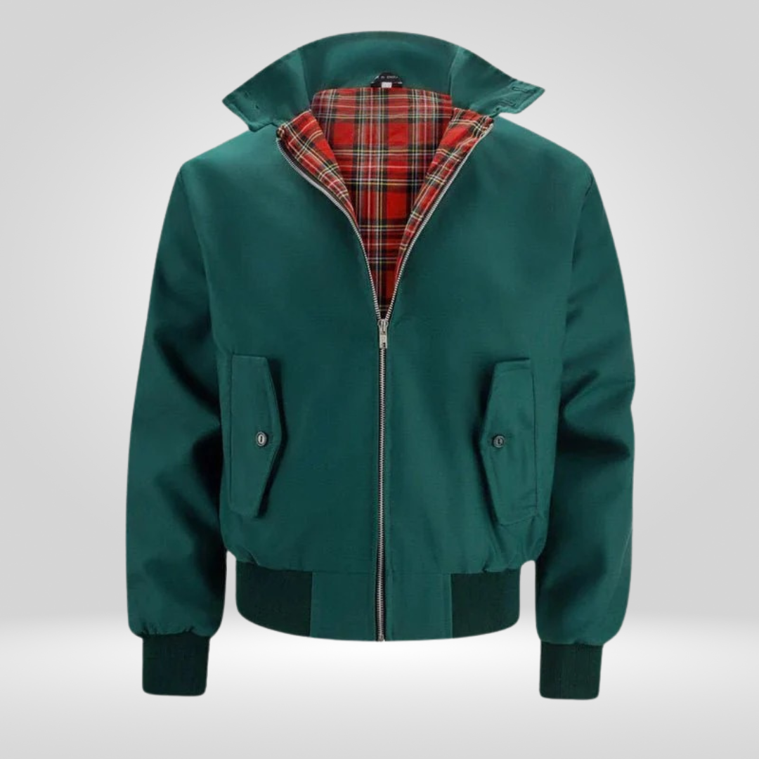 Retro Herenjas – Tijdloos Design met Tartan Voering en Ritssluiting