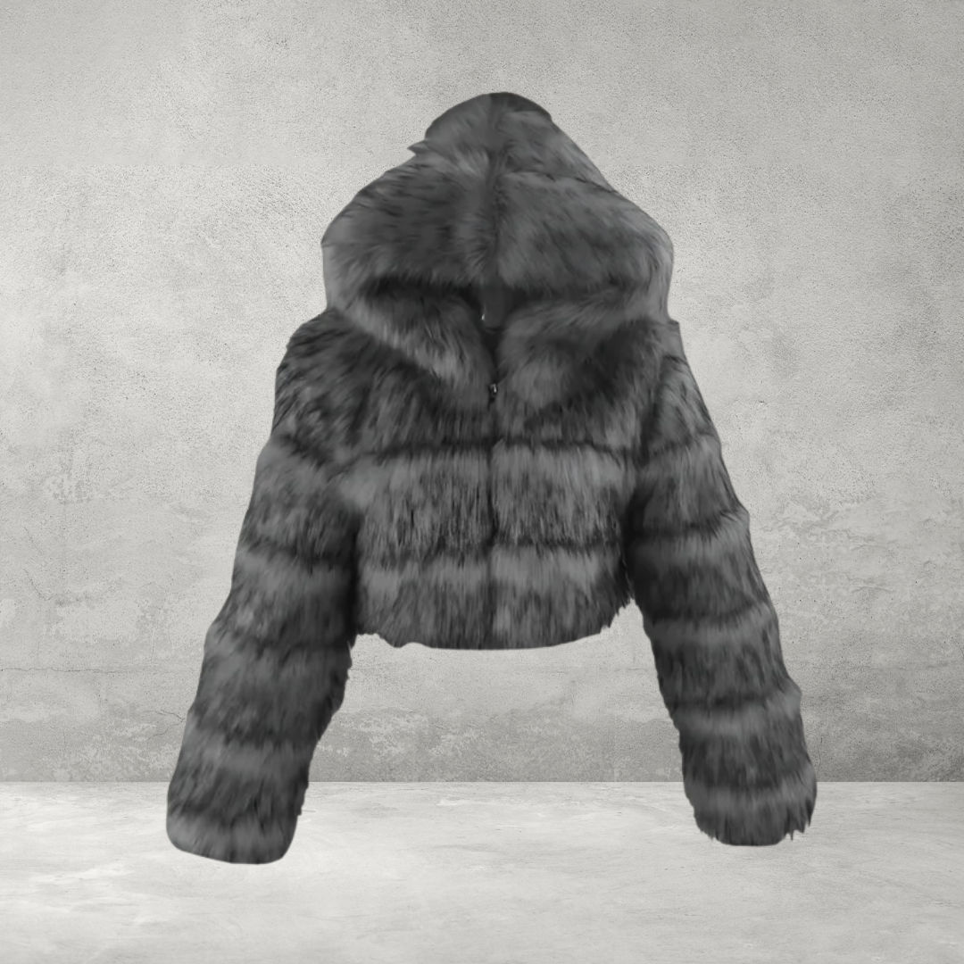 Luxe Cropped Hoodie | Pluche Kunstbont Jas met Rits voor Dames