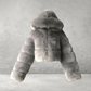 Luxe Cropped Hoodie | Pluche Kunstbont Jas met Rits voor Dames