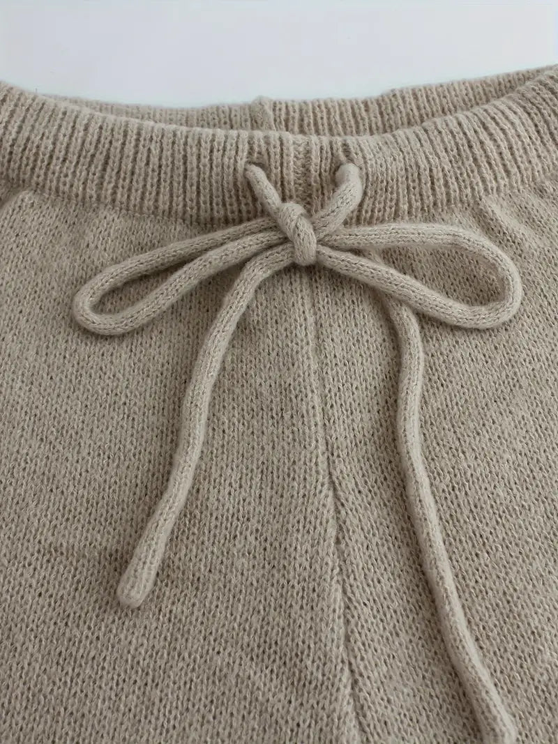 Dames Gebreide Set – Coltrui & Wijde Broek, Elegant en Comfortabel
