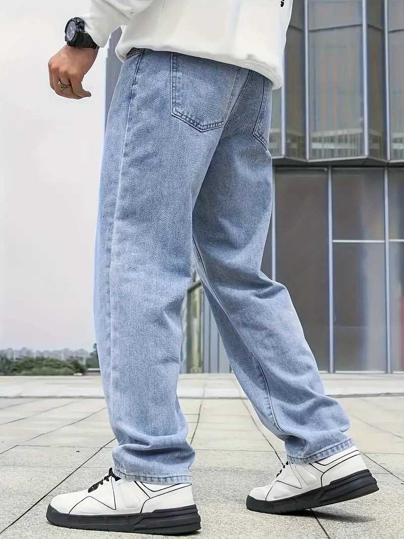 Heren Straight Fit Spijkerbroek– Lichte Wassing en Comfortabele Pasvorm