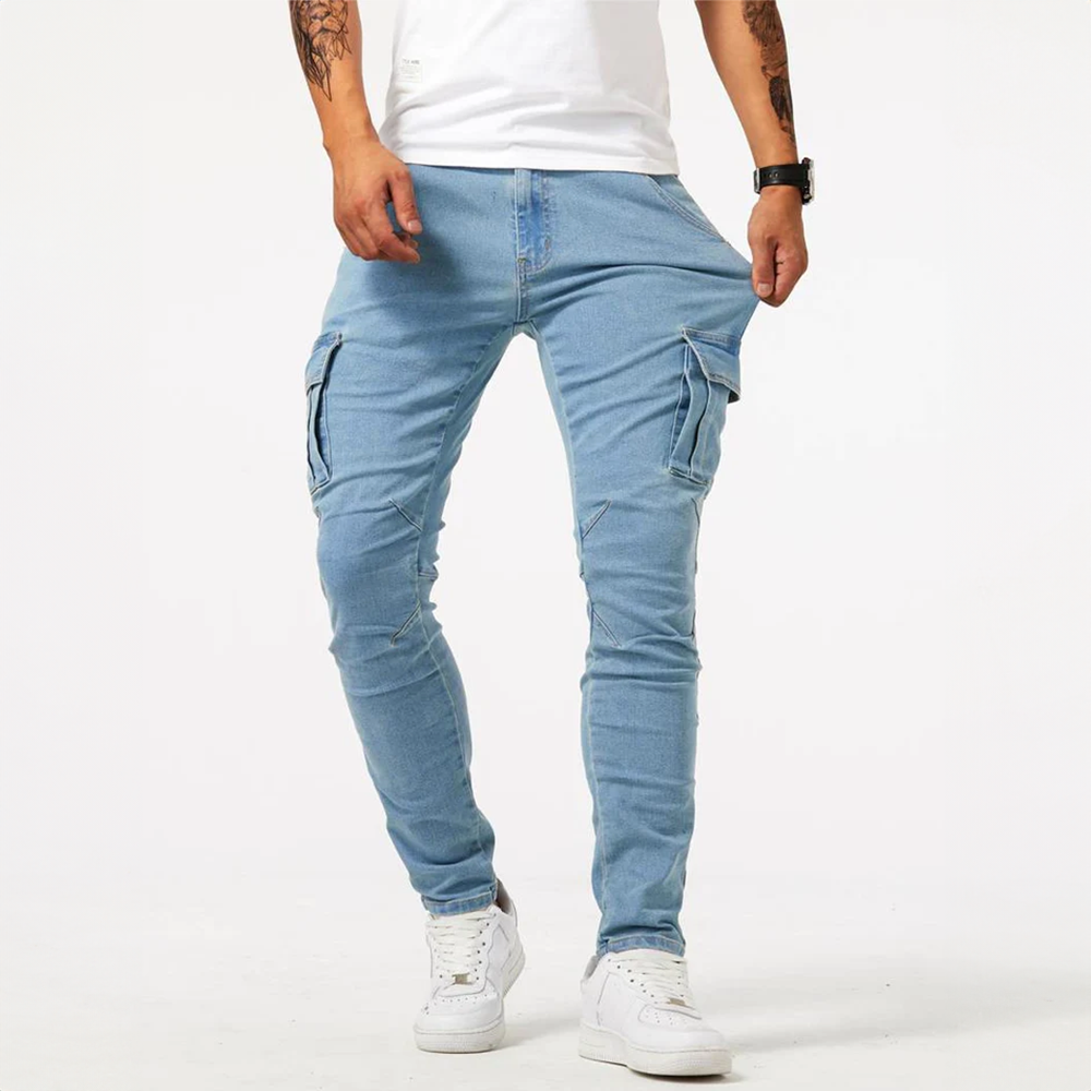 Heren Cargo Jeans – Comfortabel Stretch Denim met Functionele Zakken
