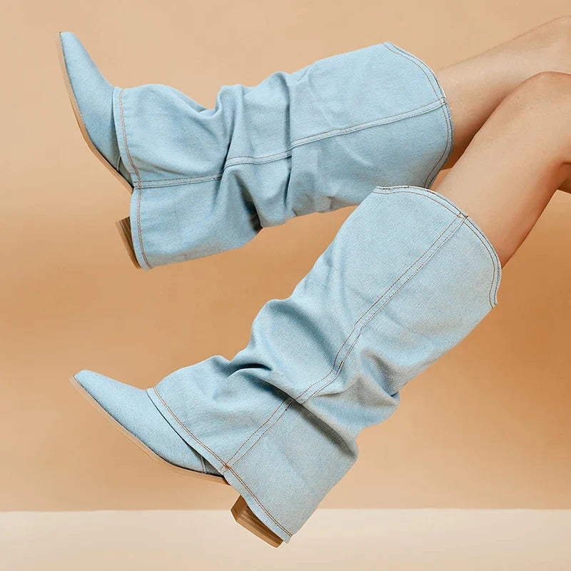 Denim Laarzen voor Dames – Speels, Trendy & Uniek Design