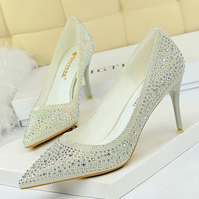 Dames Stiletto Pumps met Strass – Luxe en Elegant