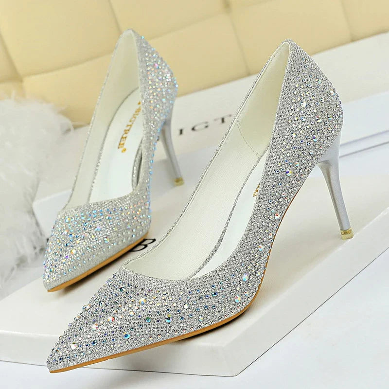 Dames Stiletto Pumps met Strass – Luxe en Elegant