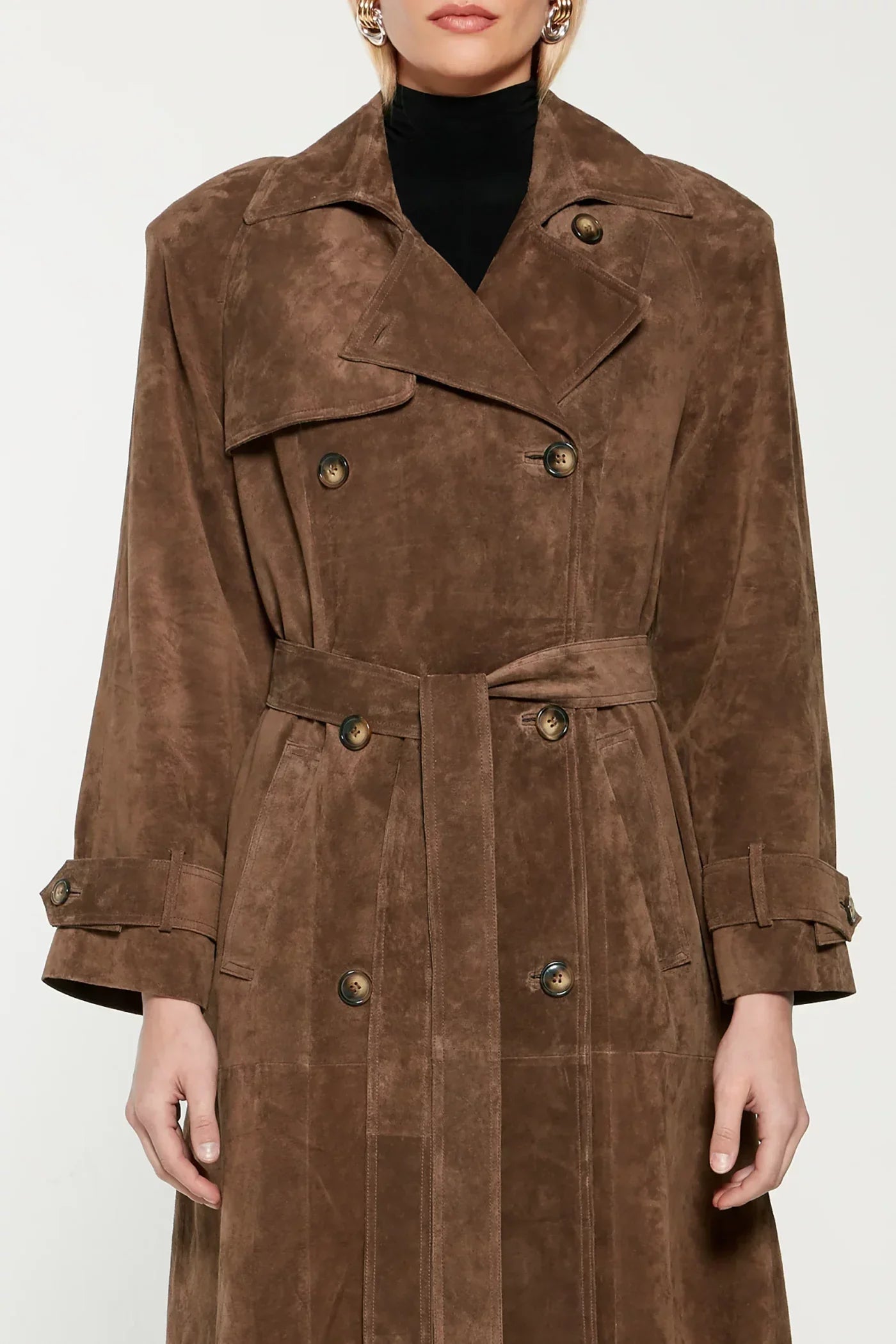 Dames Trenchcoat van suède – Luxe en Elegante Herfstjas