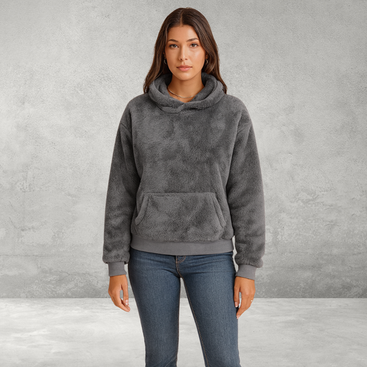 Dames fluffy hoodie van pluche fleece