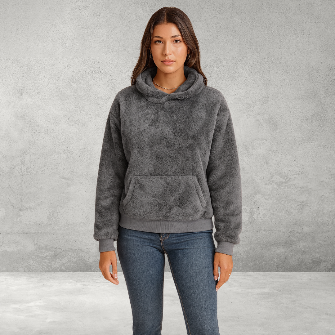 Dames fluffy hoodie van pluche fleece