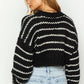 Dames Cropped Sweater – Cozy Gestreepte Trui met Oversized Mouwen
