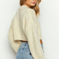 Dames Cropped Sweater – Cozy Gestreepte Trui met Oversized Mouwen
