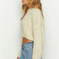 Dames Cropped Sweater – Cozy Gestreepte Trui met Oversized Mouwen