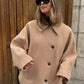 Dames Wolmix Jas – Oversized Revers Jas voor Lente en Herfst