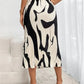 Dames Midi-Rok – Geplooid Model met Grafische Print en Hoge Taille