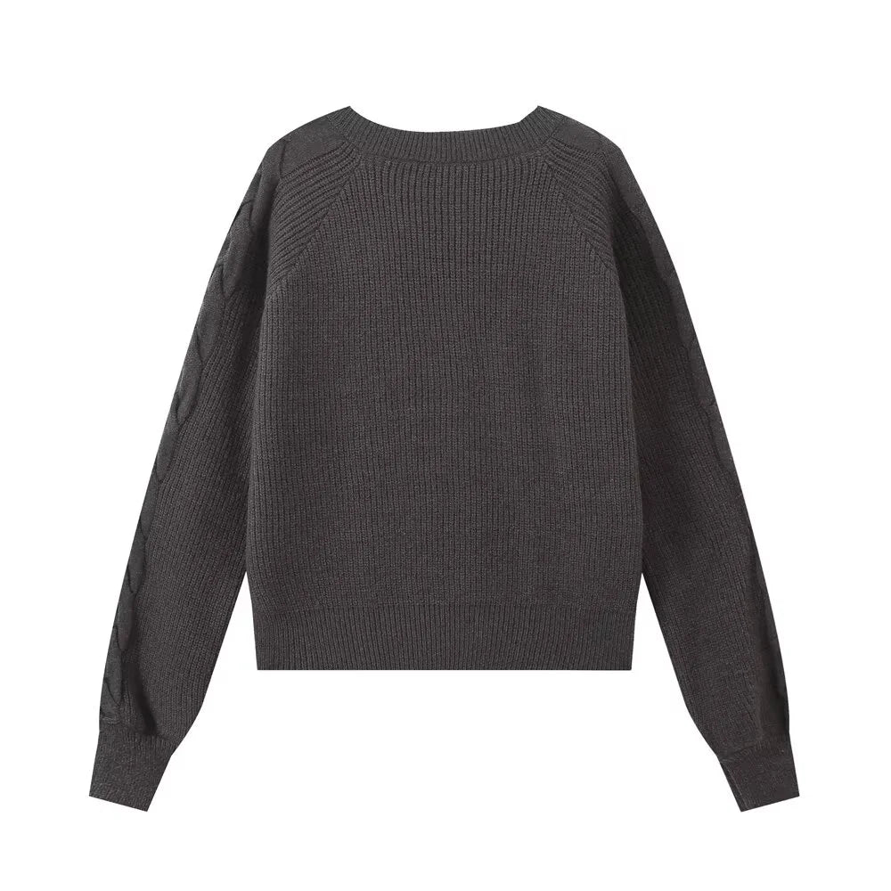 Gebreide V-Hals Hoodie voor Dames – Losse en Comfortabele Herfst Pullover