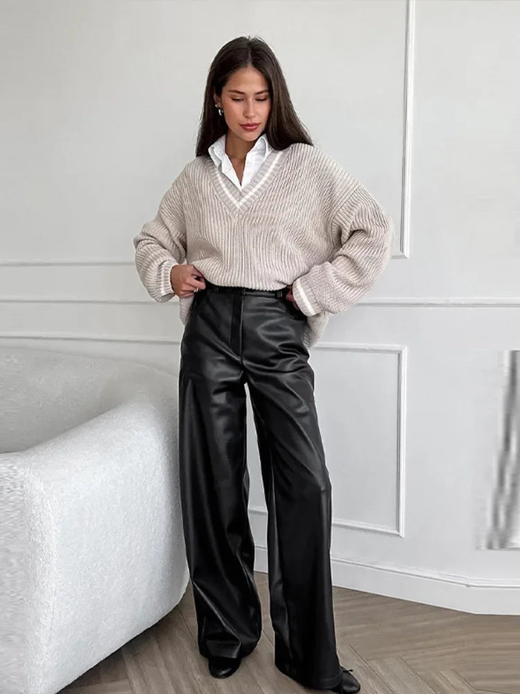 Leren High Waist Broek voor Dames