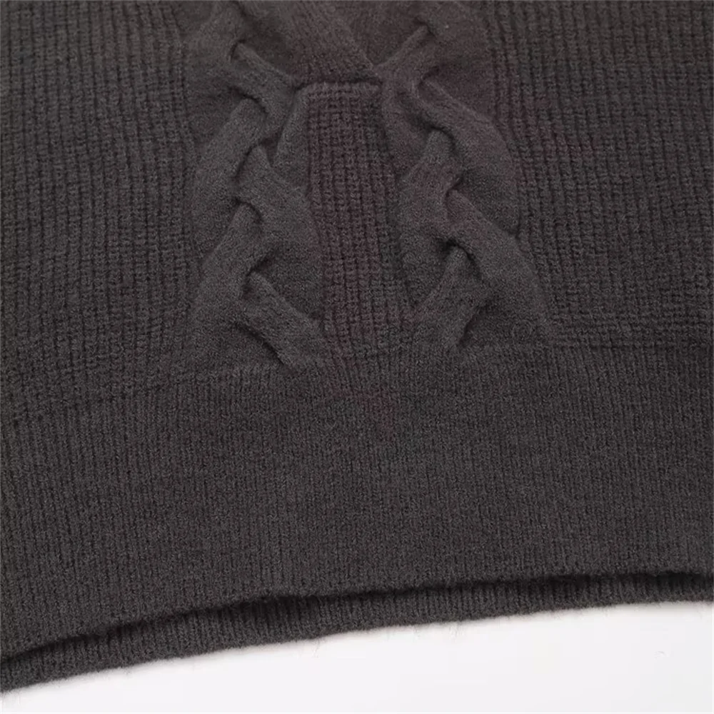 Gebreide V-Hals Hoodie voor Dames – Losse en Comfortabele Herfst Pullover
