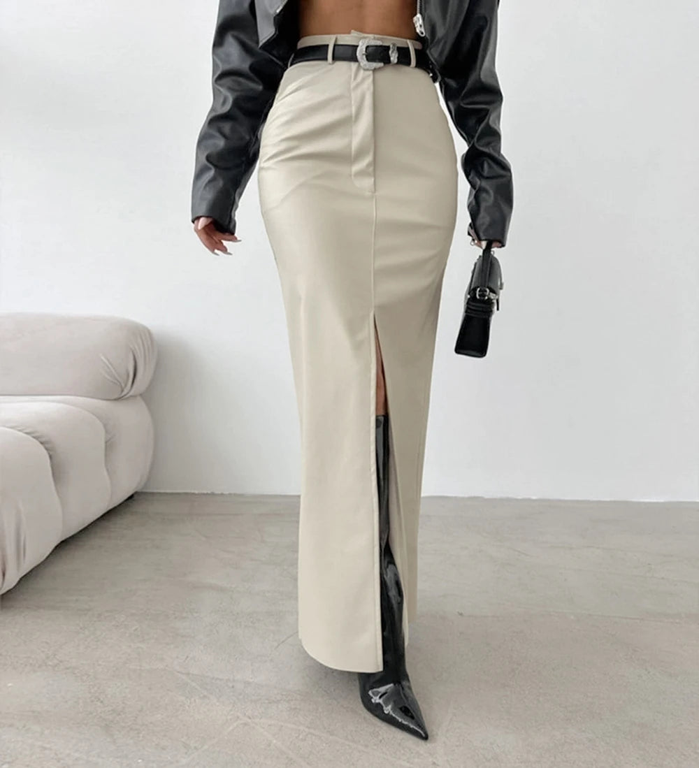 Luxe Leren Rok voor Dames – Hoge Taille