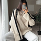 Dames Urban Stripe Sweater – Oversized Geribbelde Trui met Strepen
