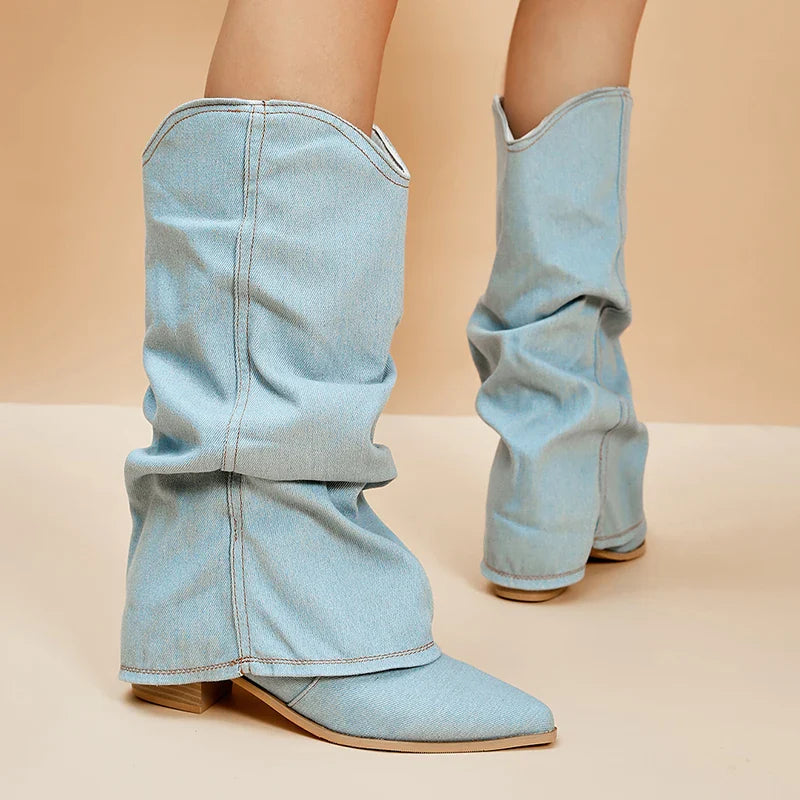 Denim Laarzen voor Dames – Speels, Trendy & Uniek Design