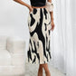 Dames Midi-Rok – Geplooid Model met Grafische Print en Hoge Taille
