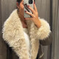 Vintage Leren Bontjas Dames - Lange Winterjas, Dubbelzijdig Chic