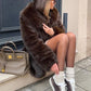 Vintage Faux Bontjas voor Dames – Luxe Herfst/Winterjas met Riem