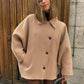 Dames Wolmix Jas – Oversized Revers Jas voor Lente en Herfst