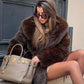 Vintage Faux Bontjas voor Dames – Luxe Herfst/Winterjas met Riem