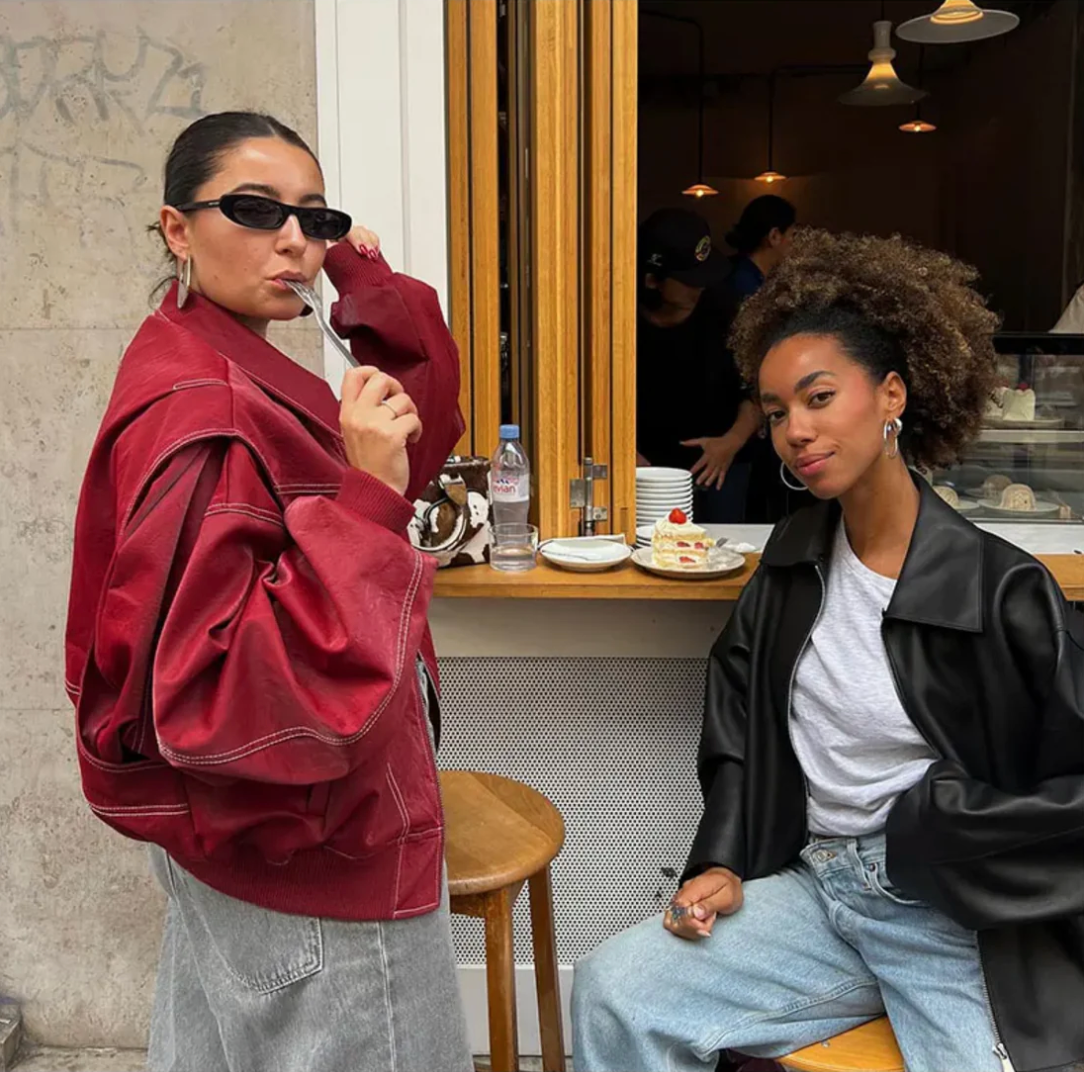 Dames Leren Oversized Jas – Rode Statement Jacket