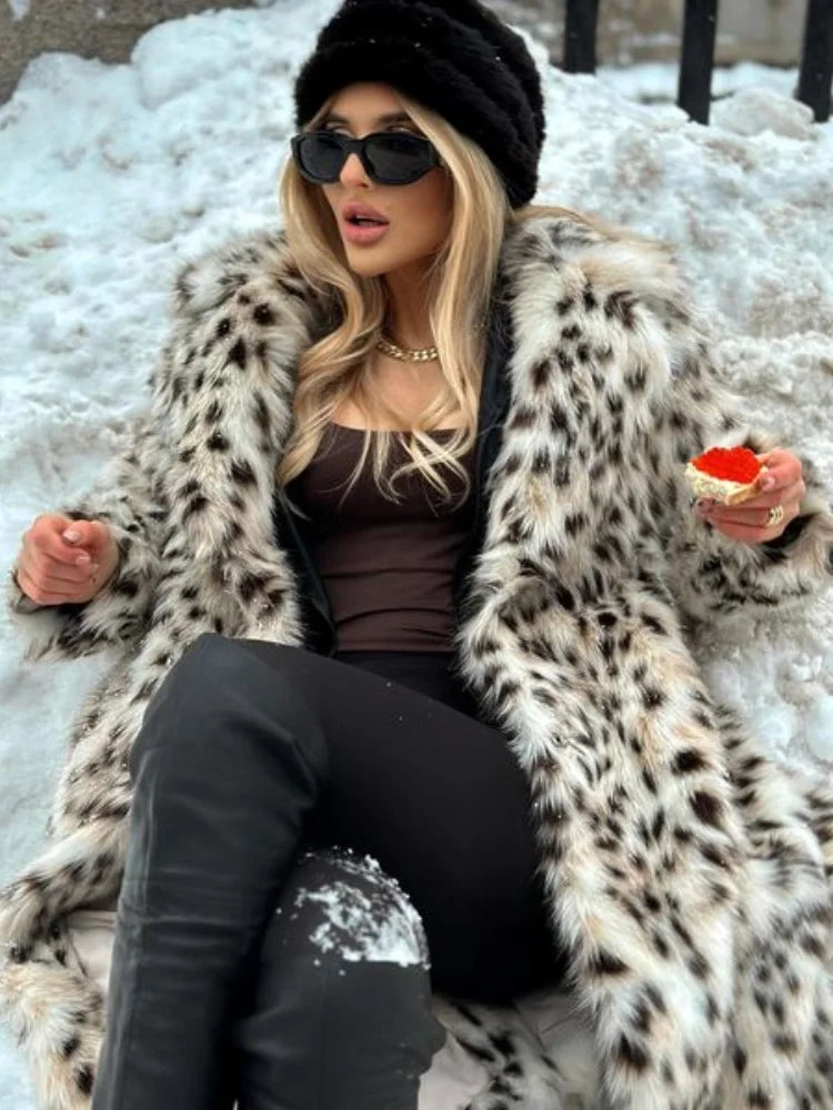 Dames Trenchcoat met Luipaardprint – Warme Nepbont Jas