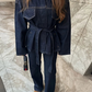 Dames Denim Set – Vintage Jas en Broek met Ceintuur