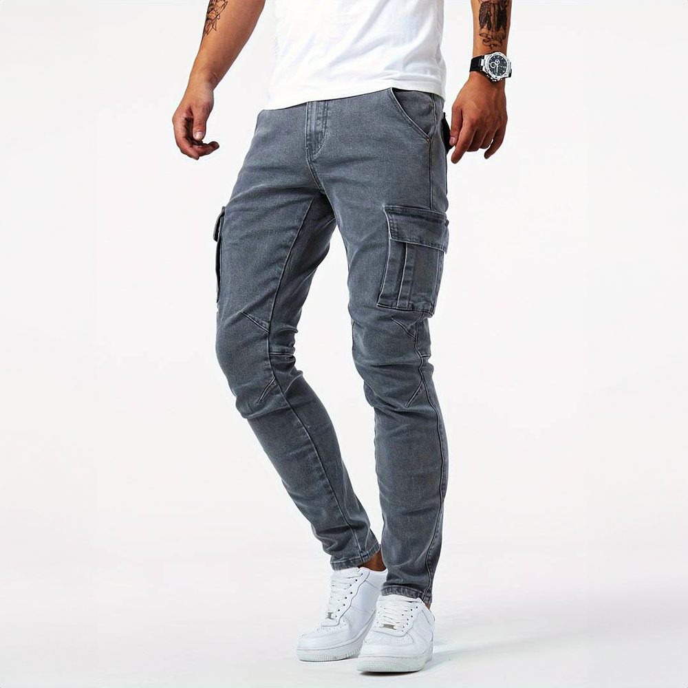 Heren Cargo Jeans – Comfortabel Stretch Denim met Functionele Zakken