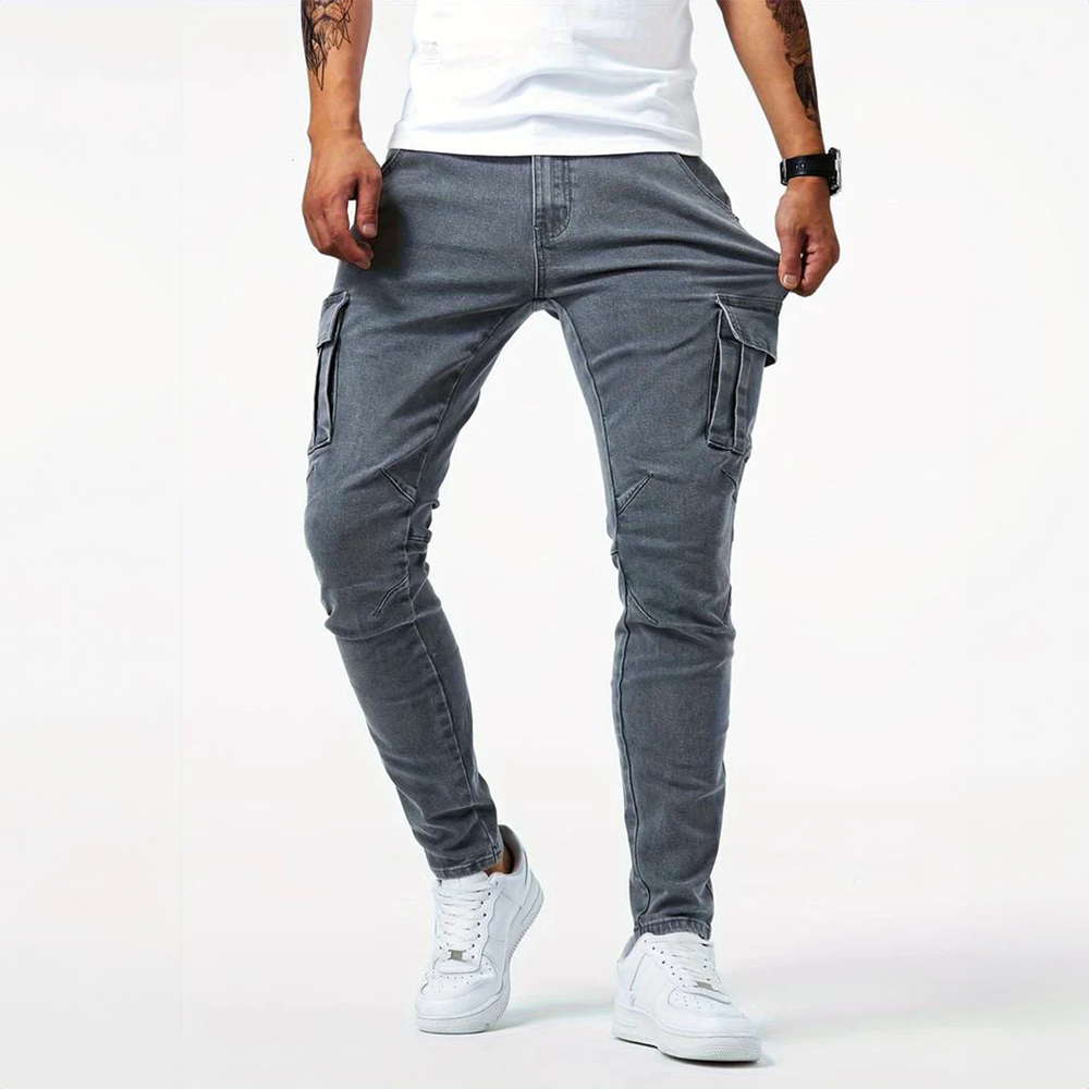 Heren Cargo Jeans – Comfortabel Stretch Denim met Functionele Zakken