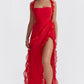 Dames Ruffle Maxi Jurk – Mouwloos, Elegante Pasvorm & Zomerlook