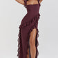 Dames Ruffle Maxi Jurk – Mouwloos, Elegante Pasvorm & Zomerlook