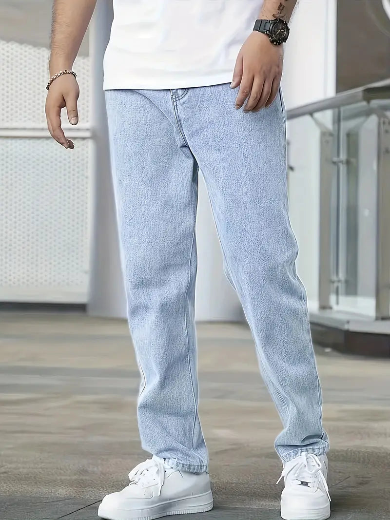 Heren Straight Fit Spijkerbroek– Lichte Wassing en Comfortabele Pasvorm